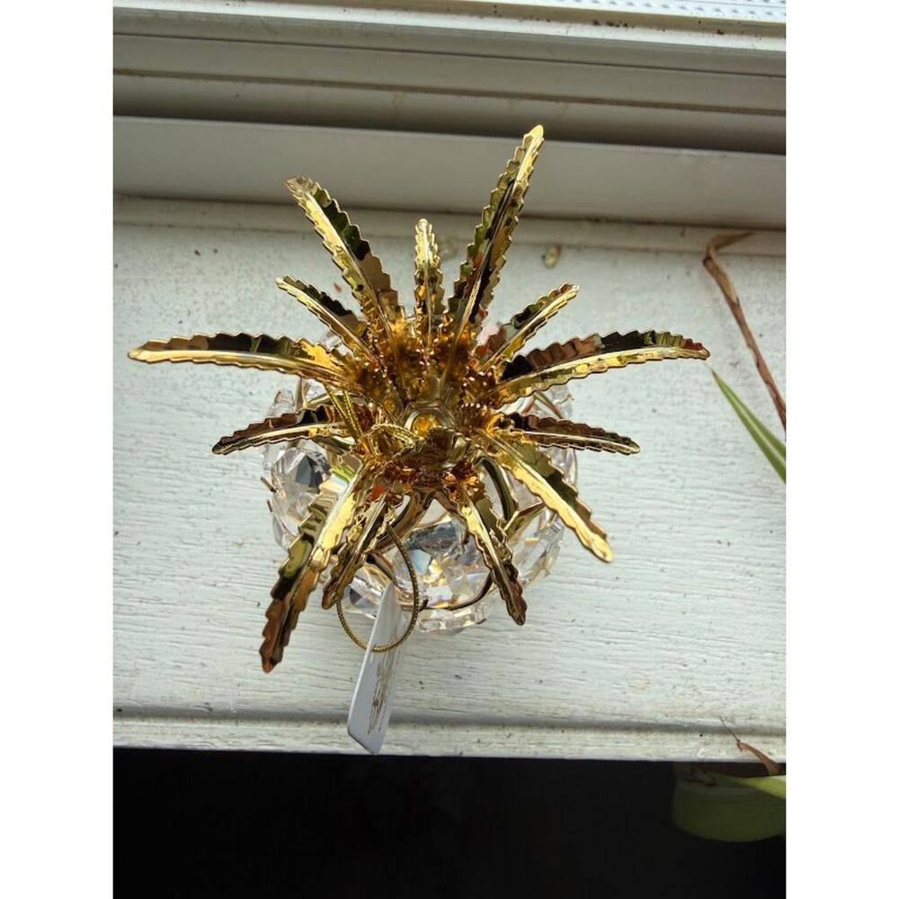 Gold-Plated & Swarovski Crystal Pineapple Figurine - Picture 3 of 9